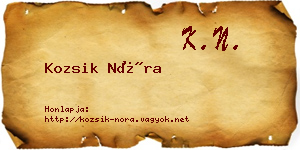 Kozsik Nóra névjegykártya