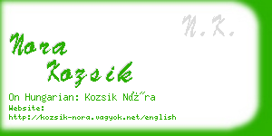 nora kozsik business card